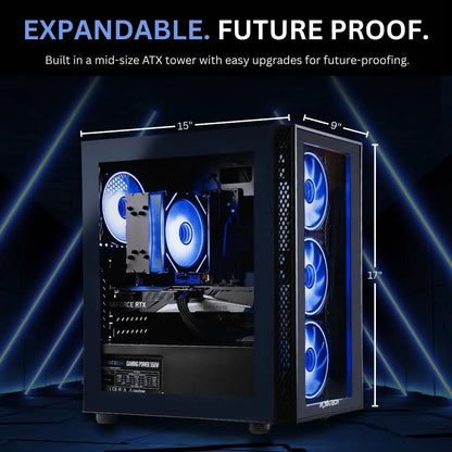 Titan Pro - Prebuilt Gaming PC Desktop Computer - RTX 5060 - Ryzen 5 - 4.2Ghz - 16GB RAM - 1TB M.2 SSD Wifi/Bt, Win 11 - Gaming Computer Tower - Pre Built PC Gaming - 1 Year Warranty