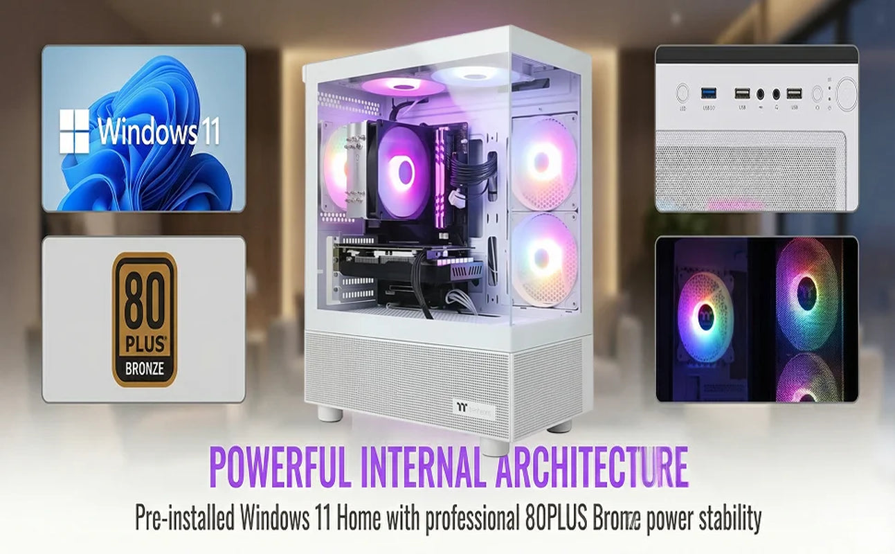 Gaming PC Desktop, Intel Core I7 up to 4.0G, GTX 1660 Super 6GB, 16GB RAM, 512GB M.2 SSD, 550W 80PLUS Bronze PSU, Wifi 5, RGB Fan X5, Windows 11 Home