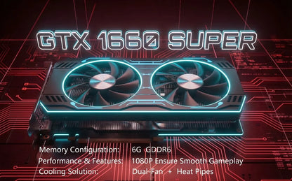 Gaming PC Desktop, Intel Core I7 up to 4.0G, GTX 1660 Super 6GB, 16GB RAM, 512GB M.2 SSD, 550W 80PLUS Bronze PSU, Wifi 5, RGB Fan X5, Windows 11 Home