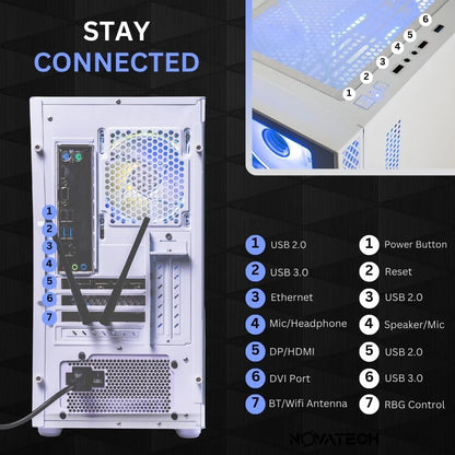 Titan Pro - Prebuilt Gaming PC Desktop Computer - RTX 5060 - Ryzen 5 - 4.2Ghz - 16GB RAM - 1TB M.2 SSD Wifi/Bt, Win 11 - Gaming Computer Tower - Pre Built PC Gaming - 1 Year Warranty